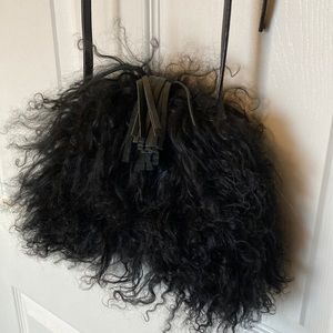 Ugg Mongolian Crossbody Pom Pom Bag, Black